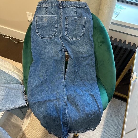 Zara Wide Leg Silver Hardware Denim Pant - Picture 3 of 6